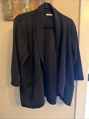 Maurices Black Draped Open-Front Blazer Jacket